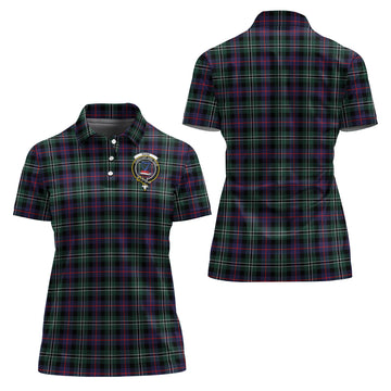 Rose Hunting Modern Tartan Polo Shirt with Family Crest For Women