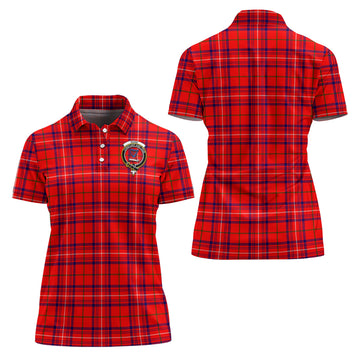 Rose Modern Tartan Polo Shirt with Family Crest For Women