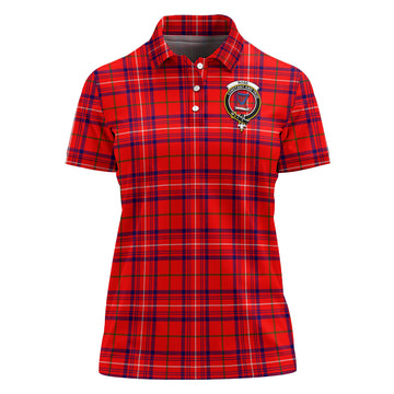 Rose Modern Tartan Polo Shirt with Family Crest For Women