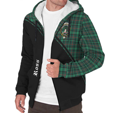 Ross Hunting Modern Tartan Sherpa Hoodie with Family Crest Curve Style