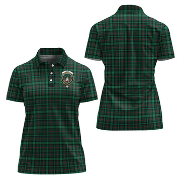 Ross Hunting Modern Tartan Polo Shirt with Family Crest For Women