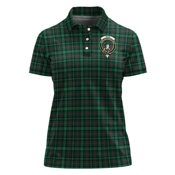 Ross Hunting Modern Tartan Polo Shirt with Family Crest For Women