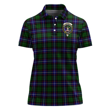 Russell Modern Tartan Polo Shirt with Family Crest For Women