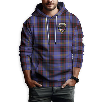 Rutherford Tartan Hoodie with Family Crest