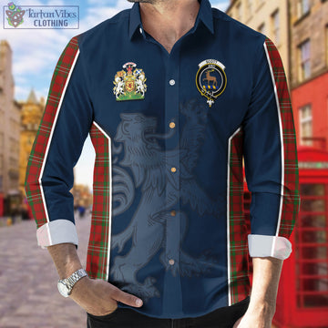 Scott Tartan Long Sleeve Button Up Shirt with Family Crest and Lion Rampant Vibes Sport Style
