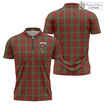 Scott Tartan Zipper Polo Shirt with Family Crest