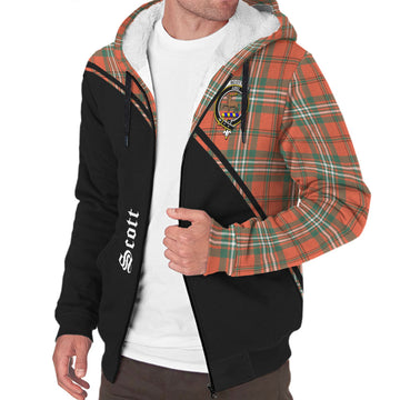 Scott Ancient Tartan Sherpa Hoodie with Family Crest Curve Style