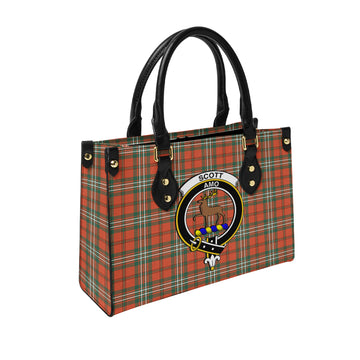Scott Ancient Tartan Leather Bag with Family Crest