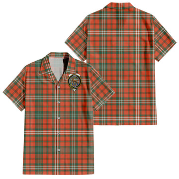 Scott Ancient Tartan Short Sleeve Button Down Shirt with Family Crest