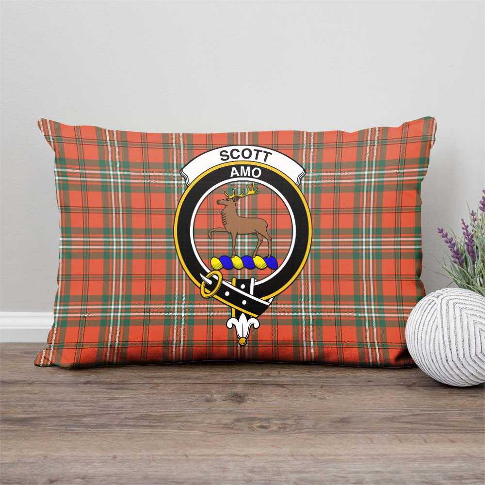 Scott Ancient Tartan Pillow Cover with Family Crest Rectangle Pillow Cover - Tartanvibesclothing
