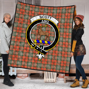 Scott Ancient Tartan Quilt with Family Crest
