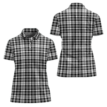 Scott Black White Tartan Polo Shirt For Women