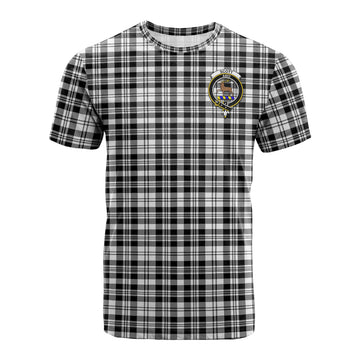 Scott Black White Tartan T-Shirt with Family Crest