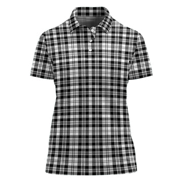 Scott Black White Tartan Polo Shirt For Women