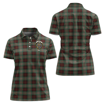 Scott Brown Ancient Tartan Polo Shirt with Family Crest For Women