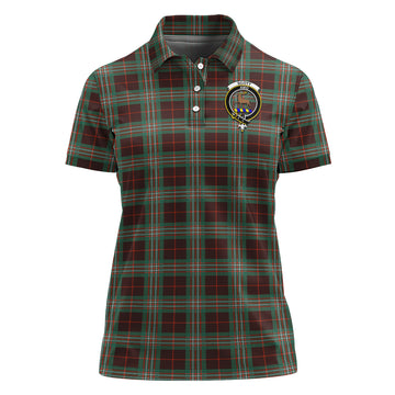 Scott Brown Ancient Tartan Polo Shirt with Family Crest For Women