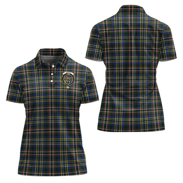 Scott Green Modern Tartan Polo Shirt with Family Crest For Women