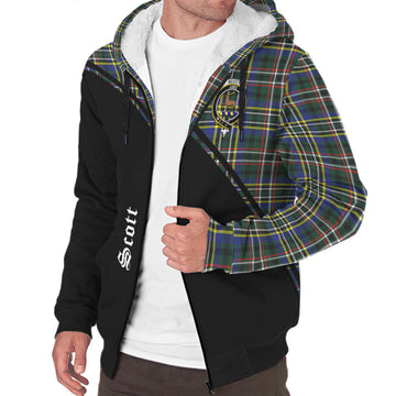 Scott Green Modern Tartan Sherpa Hoodie with Family Crest Curve Style