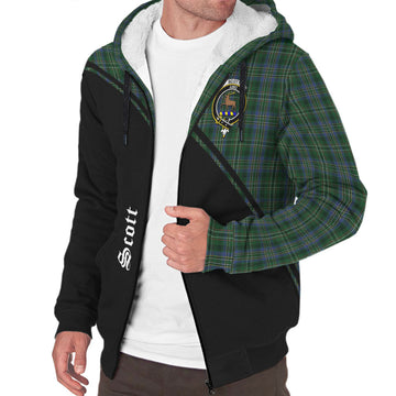 Scott Hunting Tartan Sherpa Hoodie with Family Crest Curve Style