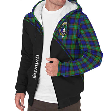 Sempill Modern Tartan Sherpa Hoodie with Family Crest Curve Style