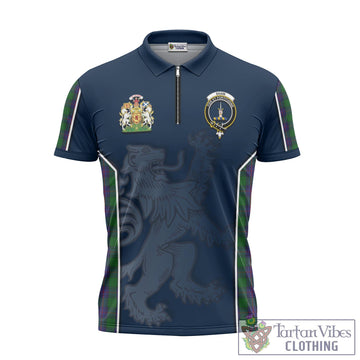 Shaw Tartan Zipper Polo Shirt with Family Crest and Lion Rampant Vibes Sport Style
