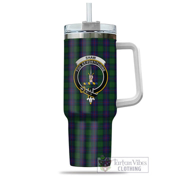 Shaw Tartan and Family Crest Tumbler with Handle