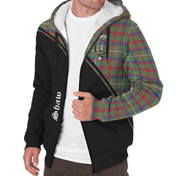 Shaw Green Modern Tartan Sherpa Hoodie with Family Crest Curve Style