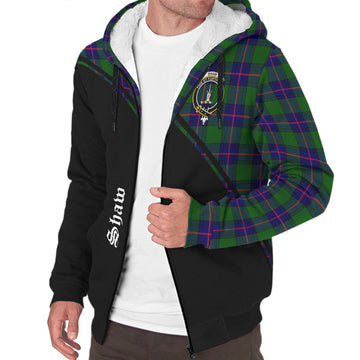 Shaw Modern Tartan Sherpa Hoodie with Family Crest Curve Style