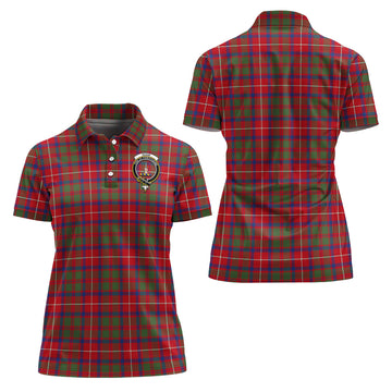 Shaw Red Modern Tartan Polo Shirt with Family Crest For Women
