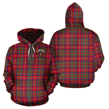 Shaw Red Modern Tartan Hoodie with Family Crest