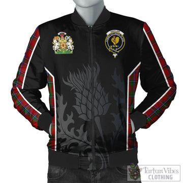 Sinclair Tartan Bomber Jacket with Family Crest and Scottish Thistle Vibes Sport Style