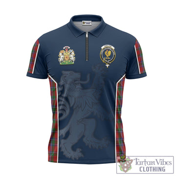 Sinclair Tartan Zipper Polo Shirt with Family Crest and Lion Rampant Vibes Sport Style