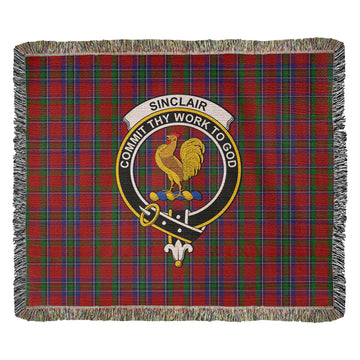 Sinclair Tartan Woven Blanket with Family Crest