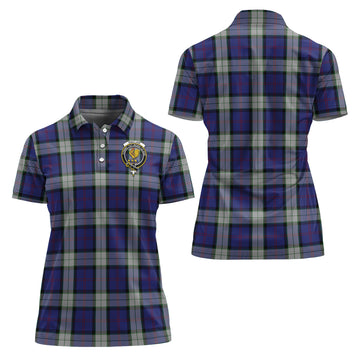 Sinclair Dress Tartan Polo Shirt with Family Crest For Women