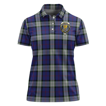 Sinclair Dress Tartan Polo Shirt with Family Crest For Women