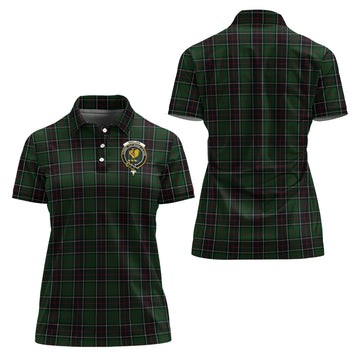 Sinclair Hunting Tartan Polo Shirt with Family Crest For Women