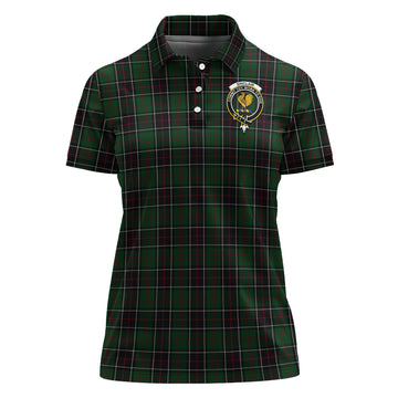 Sinclair Hunting Tartan Polo Shirt with Family Crest For Women