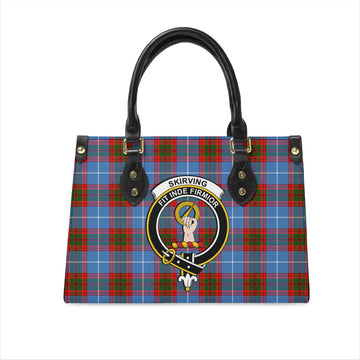 Skirving Tartan Leather Bag with Family Crest