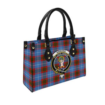 Skirving Tartan Leather Bag with Family Crest
