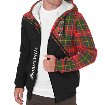 Somerville Modern Tartan Sherpa Hoodie with Family Crest Curve Style