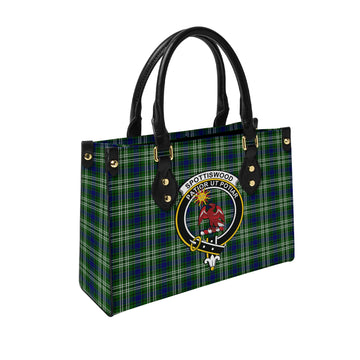 Spottiswood Tartan Leather Bag with Family Crest
