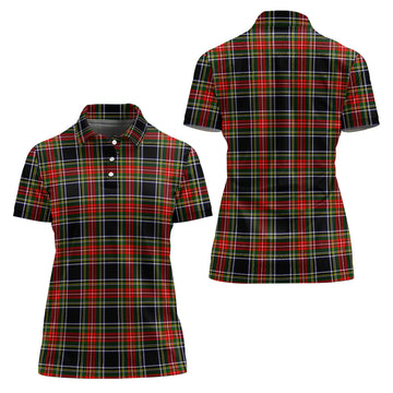 Stewart Black Tartan Polo Shirt For Women