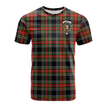 Stewart Black Tartan T-Shirt with Family Crest