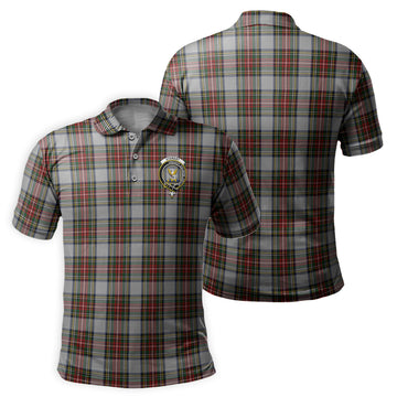 Stewart Dress Tartan Men's Polo Shirt with Family Crest