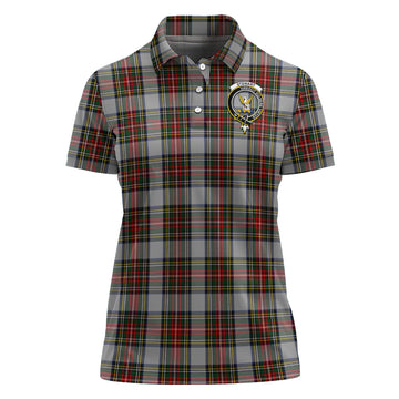 Stewart Dress Tartan Polo Shirt with Family Crest For Women
