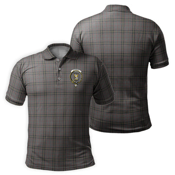Stewart Grey Tartan Men's Polo Shirt with Family Crest