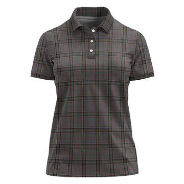 Stewart Grey Tartan Polo Shirt For Women