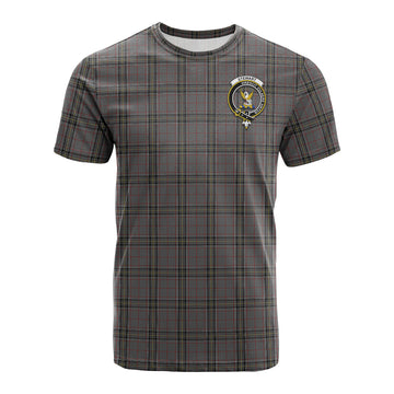 Stewart Grey Tartan T-Shirt with Family Crest