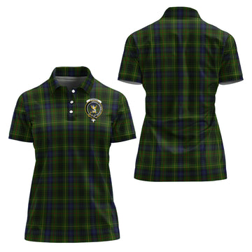 Stewart Hunting Tartan Polo Shirt with Family Crest For Women