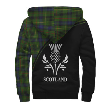 Stewart Hunting Tartan Sherpa Hoodie with Family Crest Curve Style